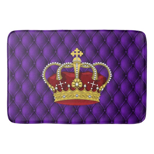 Royal Queen's Crown & Faux Paarse Pintucks Badmat (Voorkant)