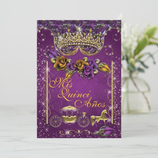 Royal Quinceañera en Sweet 16 Party Uitnodigingen (Staand voorkant)
