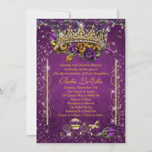 Royal Quinceañera en Sweet 16 Party Uitnodigingen (Achterkant)