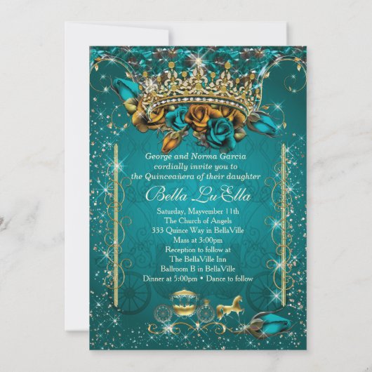 Royal Quinceañera en Sweet 16 Party Uitnodigingen (Achterkant)