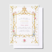 Royal Quinceañera Floral Goud Verjaardagsfeest Vellum Uitnodigingen (Offset)
