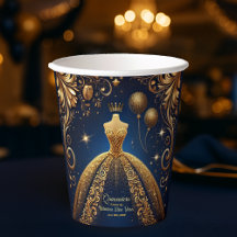 Royal Quinceañera Gold en Navy Princess Thema