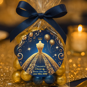 Royal Quinceañera Gold en Navy Princess Thema Ronde Sticker