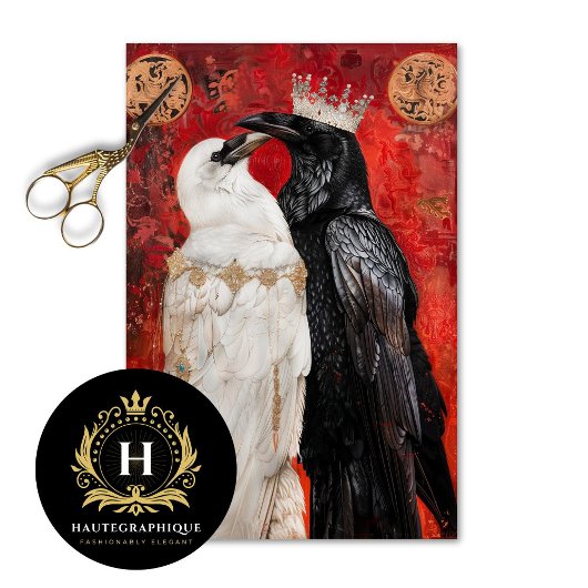 Royal Raven Romance Decoupage Tissuepapier