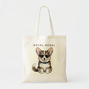 Royal Rebel Corgi-Coolle Hond in Zonnebril Boodsch Tote Bag