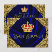 Royal Red Blue en Gold Crown Baby shower Kaart (Voorkant / Achterkant)