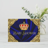 Royal Red Blue en Gold Crown Baby shower Kaart (Staand voorkant)