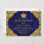 Royal Red Blue en Gold Crown Baby shower Kaart (Achterkant)