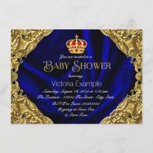 Royal Red Blue en Gold Crown Baby shower Kaart