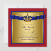 Royal Red Blue en Gold Crown Prince Baby shower Kaart (Achterkant)