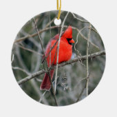 Royal Red Cardinaal Ceramic Ornament (Voorkant)