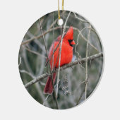 Royal Red Cardinaal Ceramic Ornament (Links)