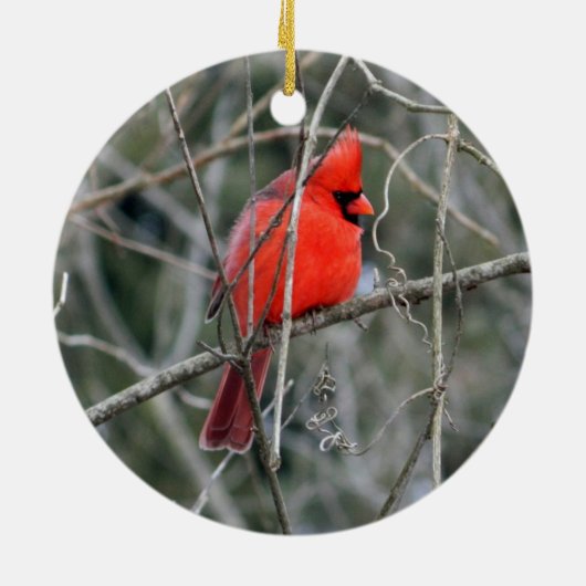 Royal Red Cardinaal Ceramic Ornament (Achterkant)