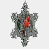 Royal Red Cardinaal kerstversiering Tin Sneeuwvlok Ornament (Links)