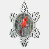 Royal Red Cardinaal kerstversiering Tin Sneeuwvlok Ornament (Rechts)