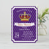 Royal Red Crown & Paarse Regal Baby shower Kaart (Staand voorkant)
