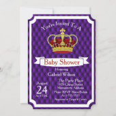 Royal Red Crown & Paarse Regal Baby shower Kaart (Voorkant)