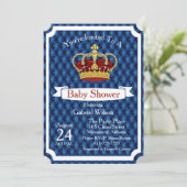 Royal Red Crown & Royal Blue Regal Baby Boy Shower Kaart (Staand voorkant)