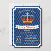 Royal Red Crown & Royal Blue Regal Baby Boy Shower Kaart (Voorkant)