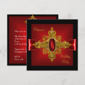 Royal Red Diamond Jewel Gold Bow Black 2 Kaart (Voorkant / Achterkant)