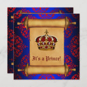 Royal Red en Blue Prince Baby shower Kaart (Voorkant / Achterkant)