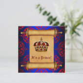Royal Red en Blue Prince Baby shower Kaart (Staand voorkant)