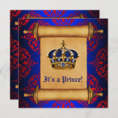 Royal Red en Blue Prince Baby shower Kaart (Voorkant / Achterkant)