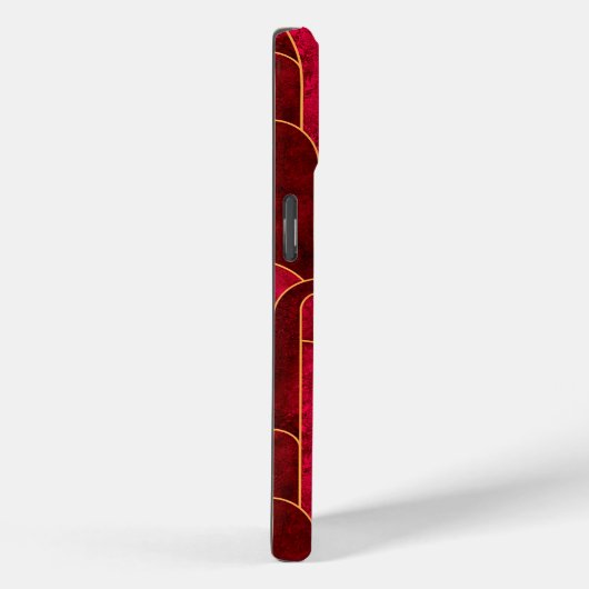 Royal Red en Gold Art Deco Patroon Case-Mate iPhone Case (Achterkant / Rechts)