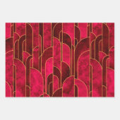 Royal Red en Gold Art Deco Patroon Inpakpapier Vel (Voorkant 2)