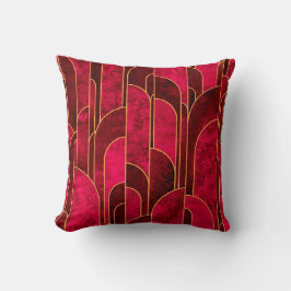 Royal Red en Gold Art Deco Patroon Kussen