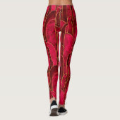 Royal Red en Gold Art Deco Patroon Leggings (Achterkant)