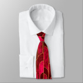 Royal Red en Gold Art Deco Patroon Stropdas (Gebonden)