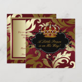 Royal Red en Gold Prince Baby Shower Kaart (Voorkant / Achterkant)