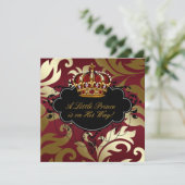 Royal Red en Gold Prince Baby Shower Kaart (Staand voorkant)
