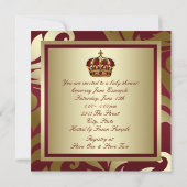Royal Red en Gold Prince Baby Shower Kaart (Achterkant)