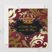 Royal Red en Gold Prince Baby Shower Kaart (Voorkant)