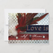 Royal Red en Silver Wedding Invitation Kaart (Voorkant)