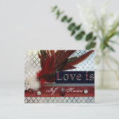 Royal Red en Silver Wedding Invitation Kaart (Staand voorkant)