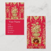 ROYAL RED FRENCH FLORAL, STROOMVAL, ROZEN VISITEKAARTJE (Voorkant / Achterkant)