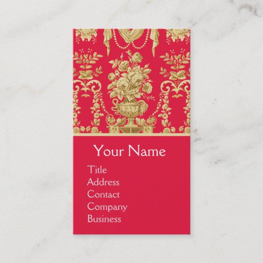 ROYAL RED FRENCH FLORAL, STROOMVAL, ROZEN VISITEKAARTJE (Voorkant)