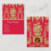  ROYAL RED FRENCH FLORAL, STROOMVAL, ROZEN VISITEKAARTJE (Voorkant / Achterkant)