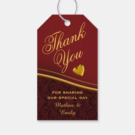 Royal Red gepersonaliseerd dank u bruiloft gunst Cadeaulabel (Achterkant)