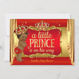 Royal Red Gold Boy Prince Baby shower Etnische Kaart