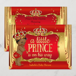Royal Red Gold Boy Prince Baby shower Etnische Kaart