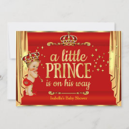 Royal Red Gold Drapes Prince Baby shower Blonde Kaart