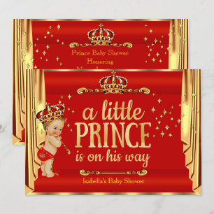 Royal Red Gold Drapes Prince Baby shower Blonde Kaart