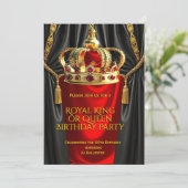 Royal Red Gold King Queen Crown Birthday Party Kaart (Staand voorkant)