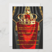 Royal Red Gold King Queen Crown Birthday Party Kaart (Achterkant)