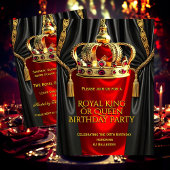 Royal Red Gold King Queen Crown Birthday Party Kaart