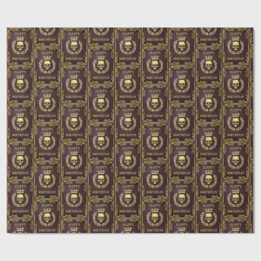 Royal Red & Gold King van de dode verjaardag Cadeaupapier (Vlak)